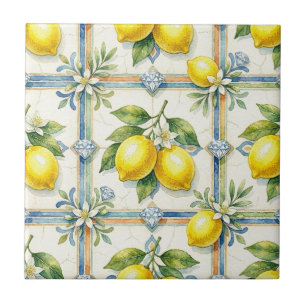Azulejo De Cerâmica Padrão contínuo de limões e diamantes