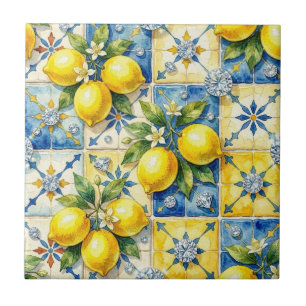 Azulejo De Cerâmica Padrão contínuo de limões e diamantes