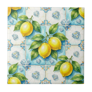 Azulejo De Cerâmica Padrão contínuo de limões e diamantes
