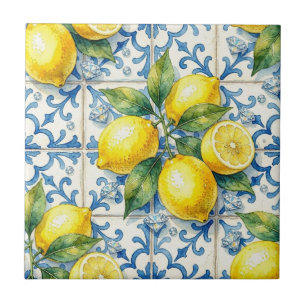 Azulejo De Cerâmica Padrão contínuo de limões e diamantes