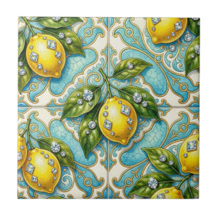 Azulejo De Cerâmica Padrão contínuo de limões e diamantes