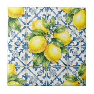Azulejo De Cerâmica Padrão contínuo de limões e diamantes