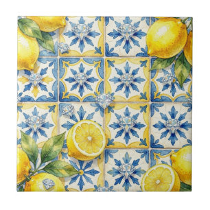 Azulejo De Cerâmica Padrão contínuo de limões e diamantes