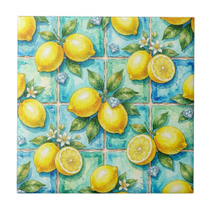 Azulejo De Cerâmica Padrão contínuo de limões e diamantes