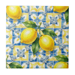 Azulejo De Cerâmica Padrão contínuo de limões e diamantes