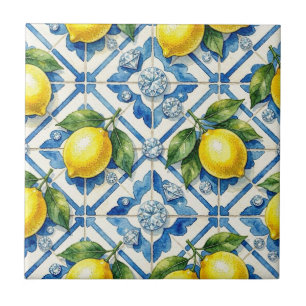 Azulejo De Cerâmica Padrão contínuo de limões e diamantes