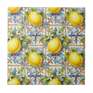 Azulejo De Cerâmica Padrão contínuo de limões e diamantes