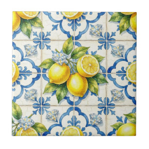 Azulejo De Cerâmica Padrão contínuo de limões e diamantes
