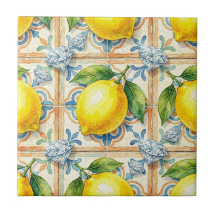 Azulejo De Cerâmica Padrão contínuo de limões e diamantes
