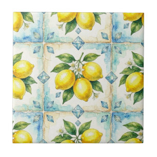 Azulejo De Cerâmica Padrão contínuo de limões e diamantes
