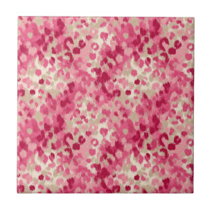 Azulejo De Cerâmica Padrão contínuo de pincelada de leopardo rosa
