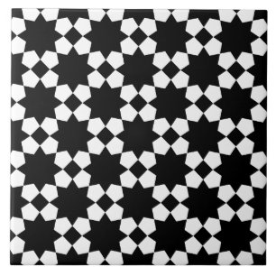 Azulejo De Cerâmica Padrão contínuo vetorial preto e branco
