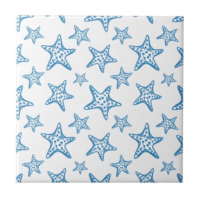 Azulejo De Cerâmica Padrão Costeiro de Estrela-do-Mar Minimalista (2) (Frente)