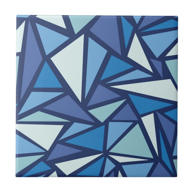 Azulejo De Cerâmica Padrão Crítico de Gelo Abstrato azul (Frente)