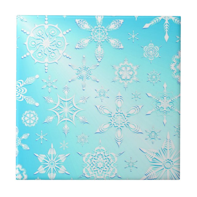 Azulejo De Cerâmica Padrão Crystal Snowflakes (Frente)