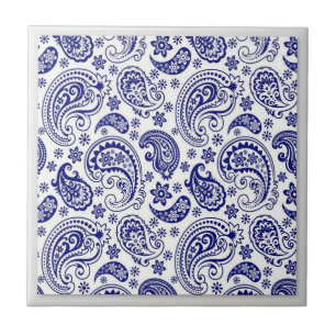 Azulejo De Cerâmica Padrão da China azul e branca com Designs Paisleys