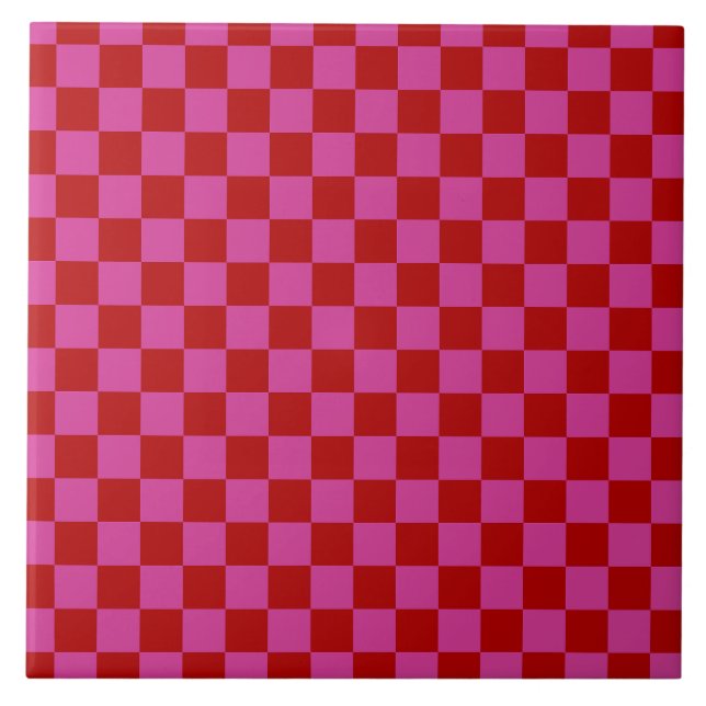 Azulejo De Cerâmica Padrão da Desktop Board Verificada com vermelho +  (Frente)