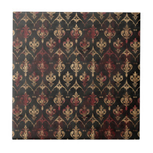 Azulejo De Cerâmica Padrão Damasco Ouro Persa Noir (5)
