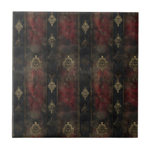 Azulejo De Cerâmica Padrão Damask Noir Ouro Persa (4)