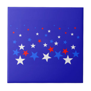 Azulejo De Cerâmica Padrão das estrelas azul, vermelha e branca
