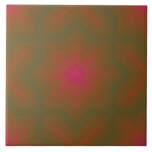 Azulejo De Cerâmica Padrão das estrelas verdes do rio Viva Magenta
