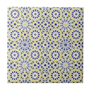 Azulejo De Cerâmica padrão das flores verde e amarela do médio oriente