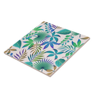Azulejo De Cerâmica Padrão das folhas tropicais