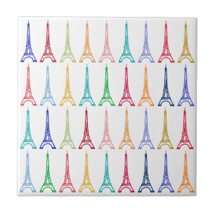 Azulejo De Cerâmica padrão das Torres Eiffel coloridas
