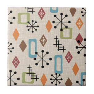 Azulejo De Cerâmica Padrão de Abstrato Atômica Moderno do Meio século 