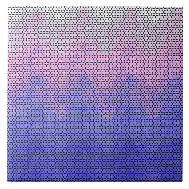 Azulejo De Cerâmica Padrão de Abstrato cor-de-rosa hexagonal (Frente)