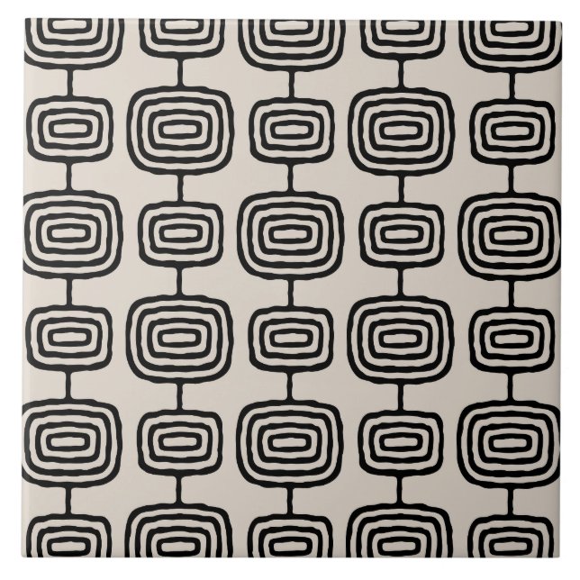 Azulejo De Cerâmica Padrão de Abstrato de Anéis Atômicos (Frente)