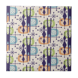 Azulejo De Cerâmica Padrão de Abstrato de idade atômica moderna do mei