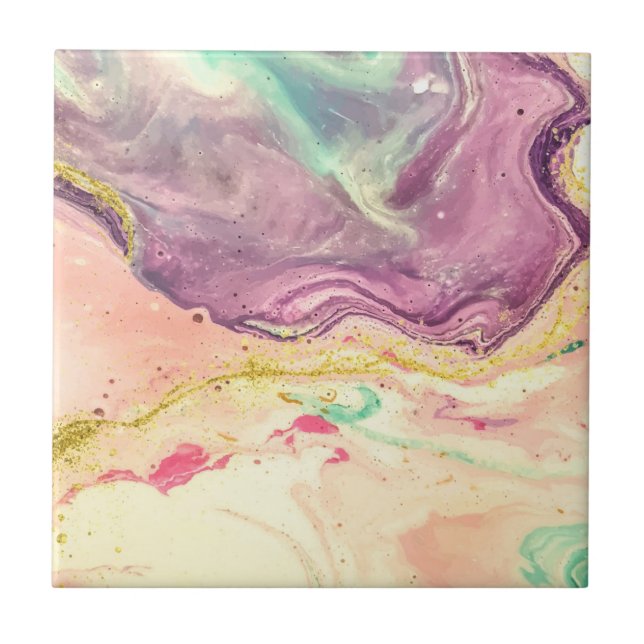 Azulejo De Cerâmica Padrão de Abstrato de mármore bonito (Frente)