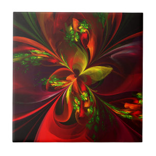 Azulejo De Cerâmica Padrão de Abstrato Floral Verde Moderno #05