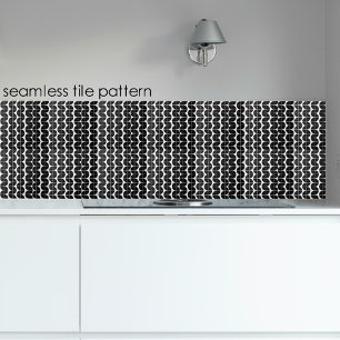 Azulejo De Cerâmica Padrão de Abstrato moderno do Meio século preto e