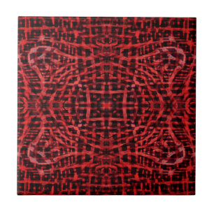 Azulejo De Cerâmica Padrão de abstrato preto e vermelho