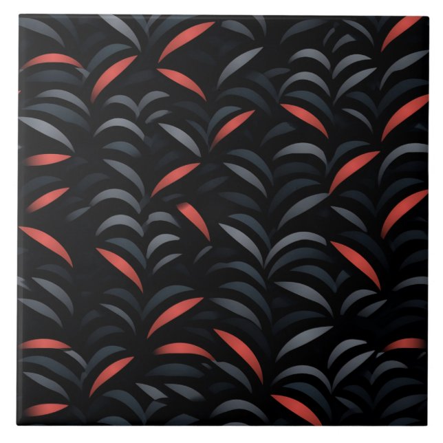 Azulejo De Cerâmica Padrão de abstrato, preto e vermelho, sem costura (Frente)