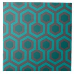 Azulejo De Cerâmica Padrão de Abstrato verde de turquesa verde retrô