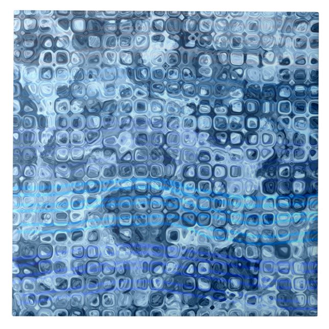 Azulejo De Cerâmica Padrão de água Abstrato azul-oceano (Frente)