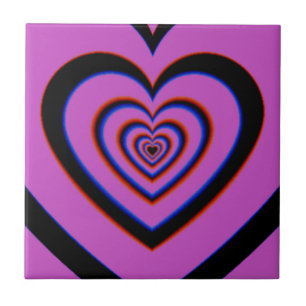 Azulejo De Cerâmica Padrão de Amor Cardíaco Hiponético Roxo Preto