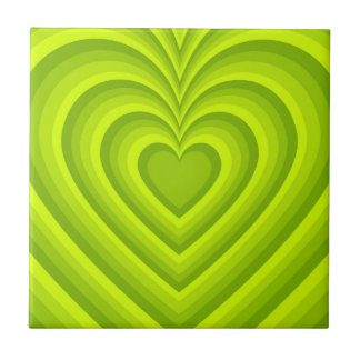 Azulejo De Cerâmica Padrão de Amor do Coração Hipnético Neon Verde