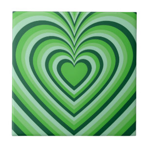 Azulejo De Cerâmica Padrão de Amor do Coração Hipnótico Verde