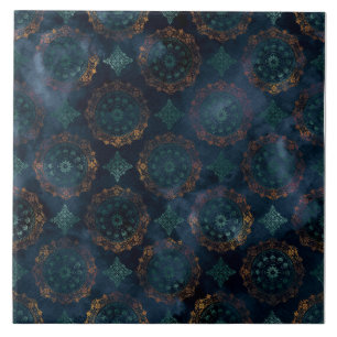 Azulejo De Cerâmica Padrão de Aquarela de Cobre Patina Damask