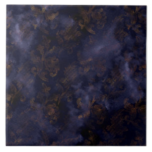 Azulejo De Cerâmica Padrão de Aquarela de Cobre Patina Damask
