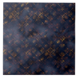 Azulejo De Cerâmica Padrão de Aquarela de Cobre Patina Damask