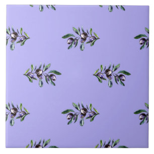 Azulejo De Cerâmica Padrão de Aquarela de Galho de Oliveira 