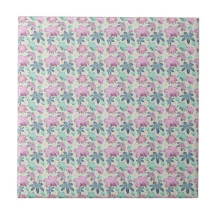 Azulejo De Cerâmica Padrão de aquarela floral pastel