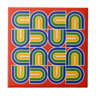 Azulejo De Cerâmica Padrão de Arca Geométrica do Estilo 70s