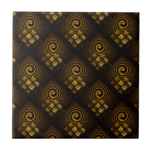 Azulejo De Cerâmica Padrão de Arte Abstrata Boho Moderno Elegante Dour