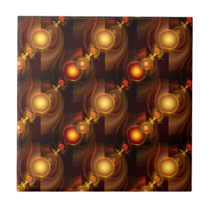 Azulejo De Cerâmica Padrão de Arte Abstrata Boho Moderno Elegante Dour